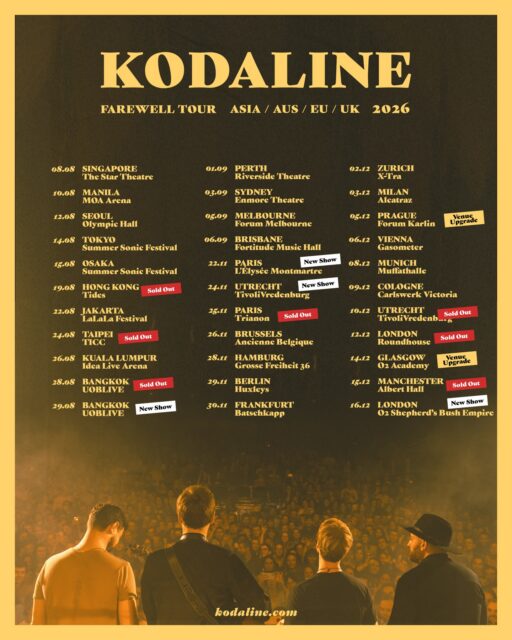 Due to demand we’ve added some more shows to our farewell tour and also upgraded some venues in the UK and EU, all on sale tomorrow, 10am local.

Bangkok second date on sale + Manila is also on sale now.