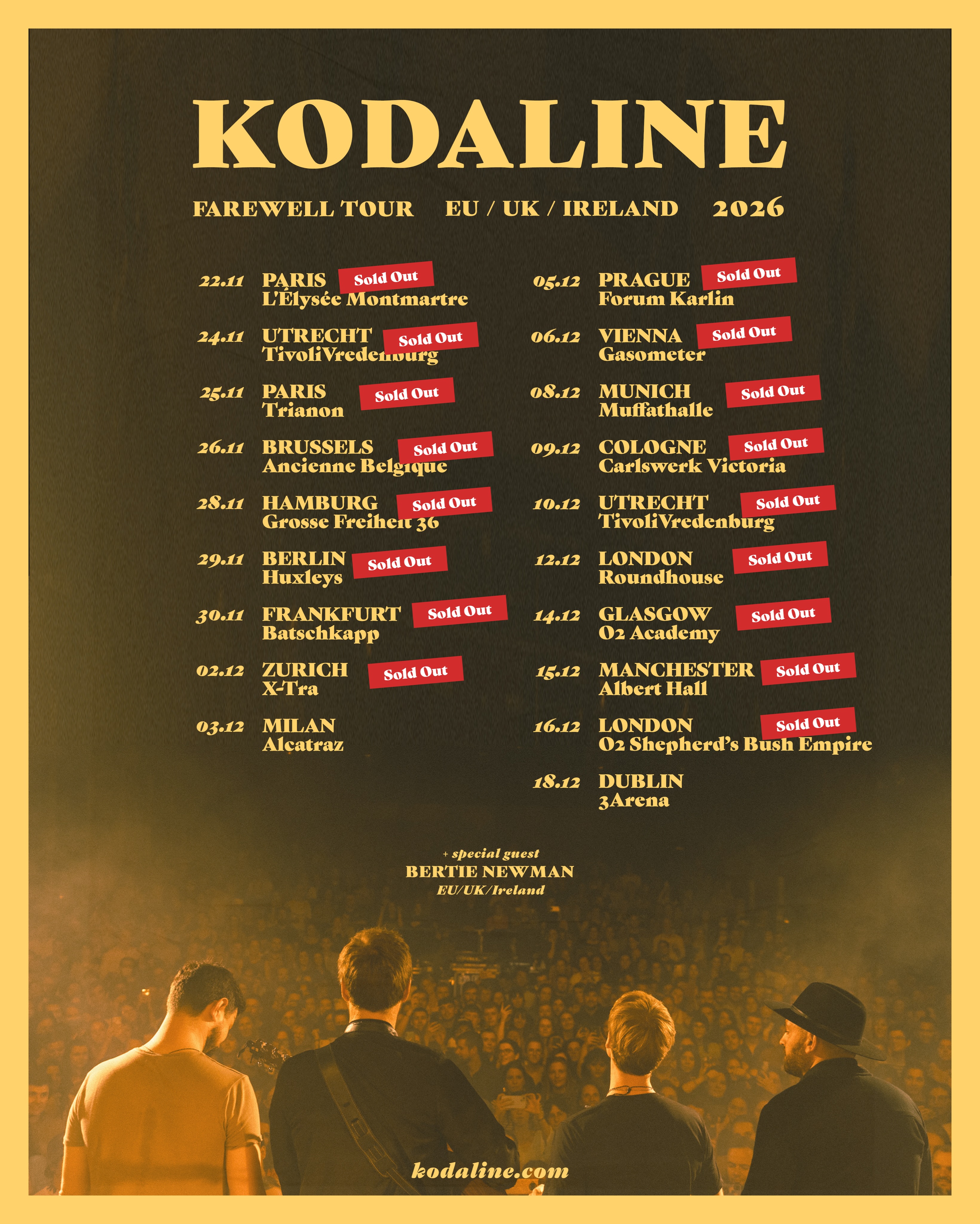 One month until we’re back on the road! Europe it’s your turn, last few tickets for Dublin and Milan available now. See you soon.